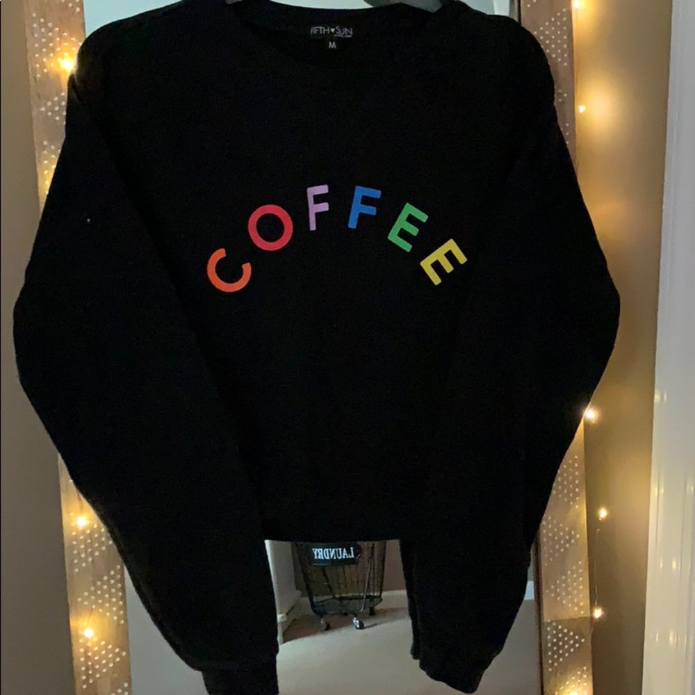 Rainbow Lettered Coffee Cropped Sweatshirt